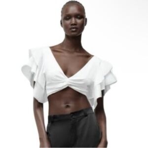 NWT ZARA RUFFLED CROP TOP WHITE
4174/634 small s